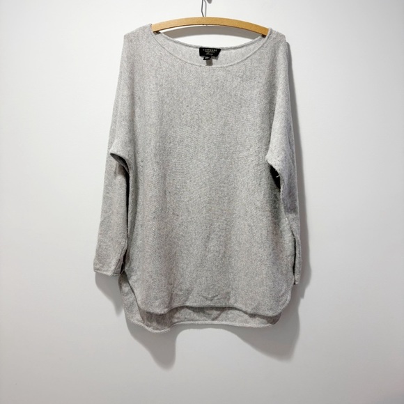 Charter Club Cashmere Metallic Sparkle Shirttail Sweater Size Large Grey Heather - Picture 1 of 16